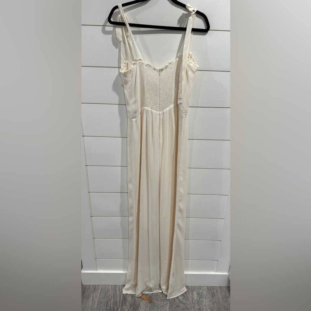 Reformation Ivory Wide-Leg Jumpsuit 🤍 | Sweetheart Neckline – Size 12 - Picture 8 of 16